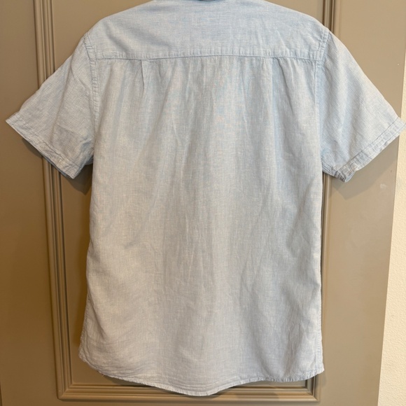 Onia Jack Linen Blend Blue Pinstripe Button Down Short Sleeve Shirt Size Small S - Picture 4 of 8